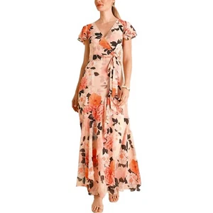 New! Eliza J Womens Floral Flutter Sleeve Maxi Dress Size 10 - Picture 1 of 11
