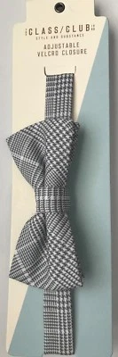 NWT Boy's Class Club Bow Tie Gray White Houndstooth Green Turquoise Plaid  Foto 1 de 4