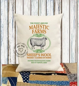 Majestic Farms Sheeps Wool Fabric Pillow #1227 - Picture 1 of 6