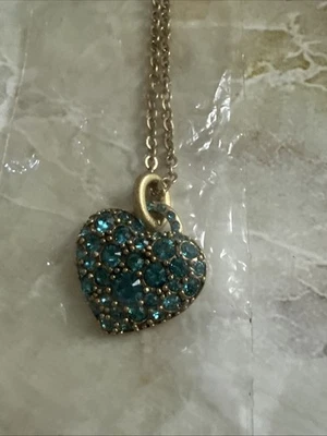 Collar de cobre corazón azul cristal Swarovski peregrino joyería Foto 1 de 3