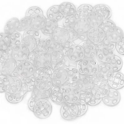 100 Sets 10mm 0.4inch Clear Plastic Snaps, Sew-on Buttons, Fasteners, Clothing - Image 1 of 4