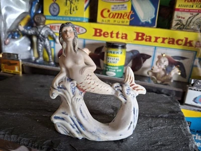 Antigua pecera antigua de cerámica para acuario hermosa sirena cola naranja 🧜  Foto 1 de 4