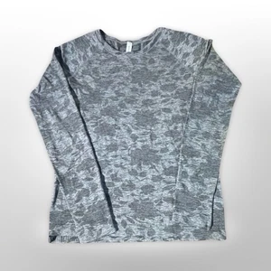 Athleta Gray Floral Burnout Long Sleeve Athletic Top Women's Size M - Picture 1 of 4