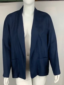 Lafayette 148 New York - Navy, Linen, Open Front Jacket, Sz XL - Picture 1 of 11