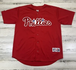 Vintage Red Philadelphia Phillies Chase Utley #26 Baseball Majestic Jersey Sz XL - Picture 1 of 8