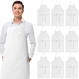 White Aprons Bulk - Commercial Chef Bib Apron for Kitchen and Restaurant Cooking - Picture 1 of 12