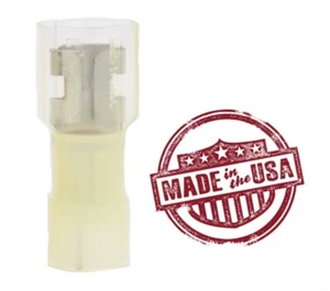 MVP 50 Female Fully Insulated 1/4" Quick Connect Yellow 10-12 AWG Wire Terminals - Picture 1 of 1