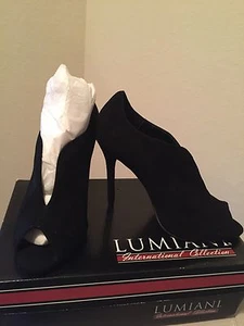 NIB Lumiani Maxie Black Suede Stiletto Pump 7.5M - Picture 1 of 5