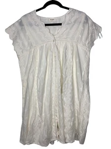 World Market Womens Small Medium S/M Embroidered Mini Dress Ivory Flowy Cotton - Picture 1 of 9