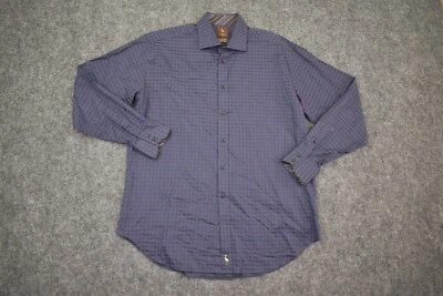 Tailorbyrd Shirt Adult XL Blue Purple Plaid Flip Cuffs Long Sleeve Casual Mens - Imagem 1 de 4