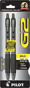 Pilot, G2 Premium Gel Roller Pens, Bold Point 1 Mm, Pack Of 2, Black - Picture 1 of 2