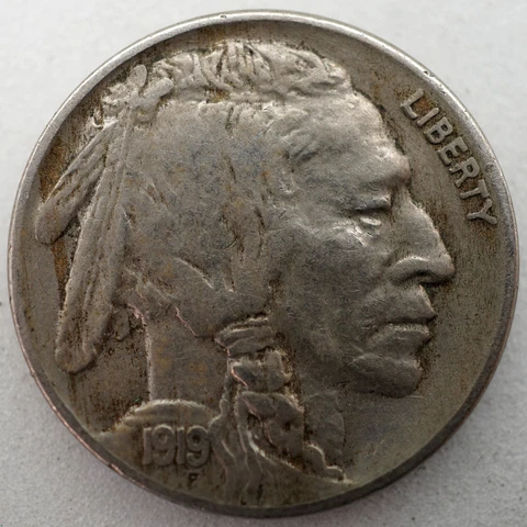 1919 Buffalo Nickel - VF - Full Horn Cover