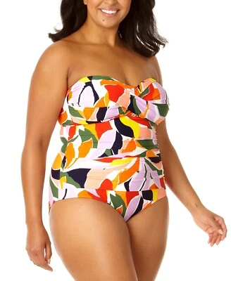 Anne Cole女式多色扭转印花单件头巾泳装,20W — 第 1/3 张图片