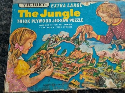 Sierra caladora rompecabezas de madera vintage VICTORY hecha en Inglaterra ~ Selva ~ Foto 1 de 4