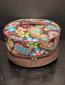 Insulated Round Casserole Covered Dish Caddy With Handle Retro Boho - Picture 1 of 11