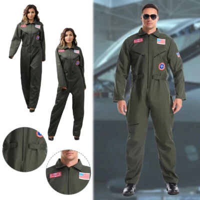 2025 Neu Deluxe Kostüm TOP GUN Flieger Pilot Uniform Herren Karneval Fasching - Bild 1 von 4