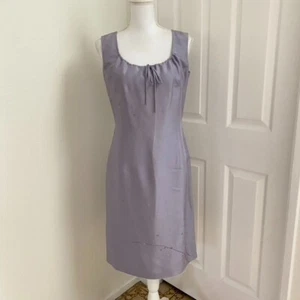 Vintage Max Studio Lilac Raw Silk Embroidered Sleeveless Sheath Dress Size 6 - Picture 1 of 11