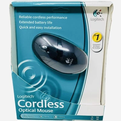 LOGITECH CORDLESS/WIRELESS OPTICAL 3 BUTTON SCROLL MOUSE 931156-0403 NEW - Image 1 of 4