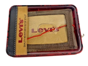Levis Brown Leather Wallet Card Case Front Pocket New in Box Money Clip Mens - Picture 1 of 13