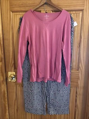 Conjunto de pijama para mujer Liz Claiborne XL franela gris 100 % algodón venta al por menor $50 (SW-33) Foto 1 de 4