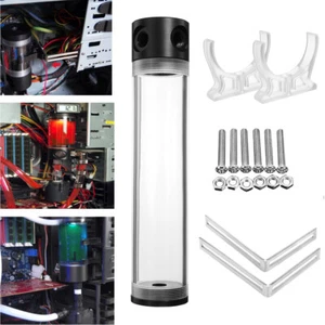 G1/4 T 50mm x 240mm Cylinder Reservoir Water Cooling Tank for PC Liquid Cooling - Photo 1/7