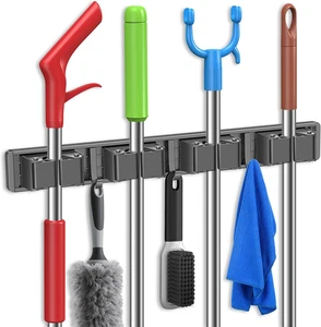 Besenhalter Wandhalterung, Wischmopp und Besenhänger Wandhalterung zum Organisieren und Aufbewahren - Bild 1 von 11