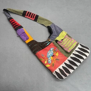 Vintage Made in Nepal Baumwolle Patchwork Umhängetasche Boho Hippie Festival Artsy - Bild 1 von 18