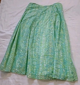 Hearts Of Palm Green Tropical Print Semi-Sheer SKIRT SZ 10 P - Picture 1 of 8