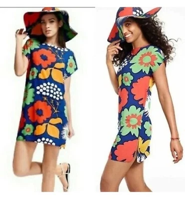 Mini Vestido Marimekko for Target Azul Marino Colorido Floral Manga Gorra Talla Pequeña Foto 1 de 4