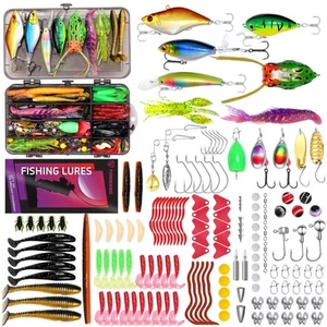 153Pcs Fishing Lures Tackle Box Kit – Complete Fishing Gear Set with Weights,... - Picture 1 of 6