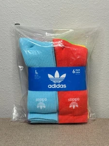 Adidas Trefoil Crew Socken (6 Stück) - Größe L - Neonfarben - Neu mit Etikett. - Bild 1 von 9