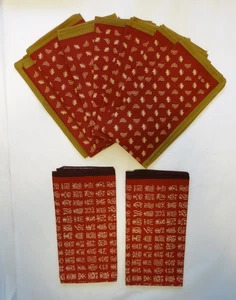 9 VTG Japan Calligraphy Leaf Motif Red Gold White Cotton Dinner Napkins 19"x19" - Picture 1 of 19