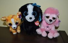 Lot of 3 Big Eyes Plush Dogs TY  Beanie Boos Tracey &  Pablo & Pink Poodle