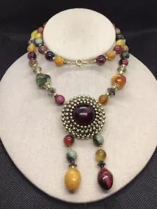 Vintage Costume Long Multi Colored Plastic Beaded Necklace 24" A825 - Picture 1 of 3
