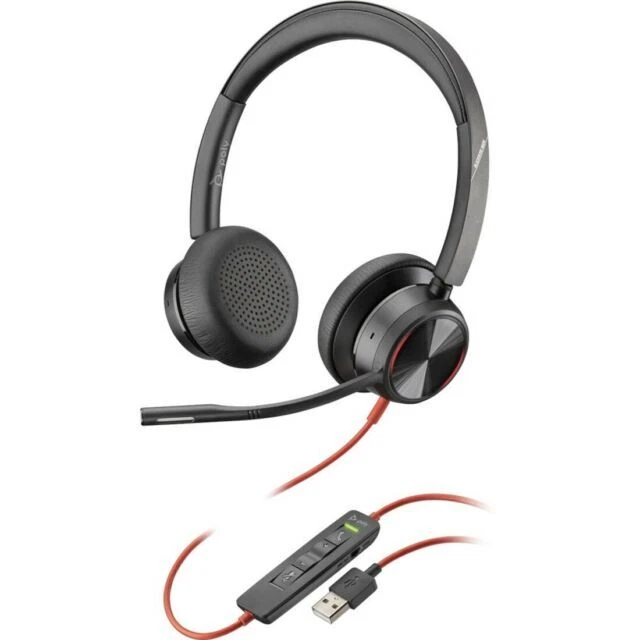 Plantronics 214406-01 Blackwire 8225 USB-A Corded Stereo Headset - Black