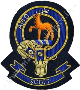 SCOTTISH CLAN CREST BADGE HAND EMBROIDERED PATCH - SCOTT - Picture 1 of 2