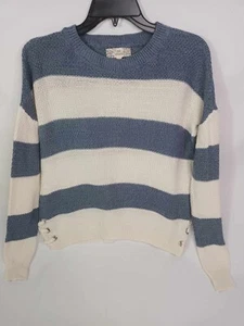 Pink Republic Striped Pullover Knit Sweater White Blue Size S Long Sleeve - Picture 1 of 6