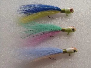 Smoo's Custom Jigs (3) 1/4 Oz. Bucktail Hair Jigs Assorted. *452 - Picture 1 of 1