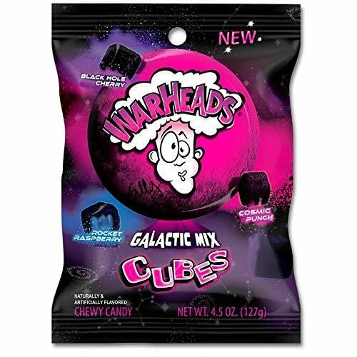 Warheads Galactic Mix Cubes Caramelo Masticable, 4.5 OZ [1-Bolsa] Foto 1 de 1