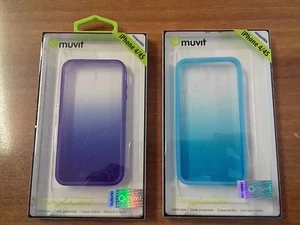 MUVIT Custodia Cover Gomma SUNGLASSES IPHONE 4 4S Flessibile Slim VIOLA-AZZURRO - Foto 1 di 1