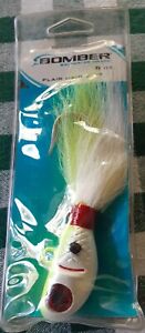 Bomber 6 oz Flair Hair Jig Chartreuse / White Saltwater Fishing 