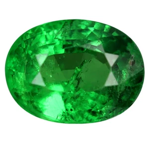 1.42 ct Flashing Oval Cut (8 x 6 mm) Tanzania Green Tsavorite Garnet Gemstone - Picture 1 of 2