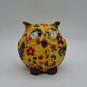 Das Original Pomme-Pidou bunte Keramik Eule Münze Sparschwein Blumen Herz - Bild 1 von 6