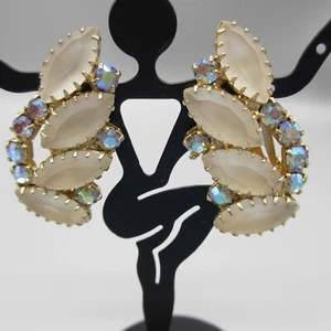 Orecchini Vintage Strass Smerigliati Marchesa AB Clip On - Foto 1 di 9