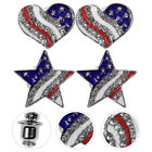 2 Pairs American Flag Eardrop US Star Stud Earrings Dangle Rhinestone Miss