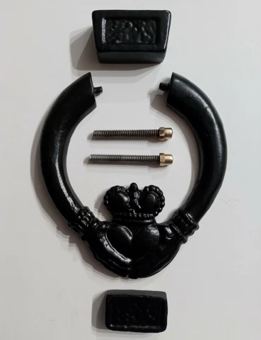 Irish Claddagh Ring Door Knocker, Black Wrought Iron Style Cover