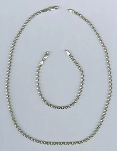 Flashy Sterling Silver Set Spiral Necklace 18 Inch & Bracelet 7 Inch, Italy - Picture 1 of 2