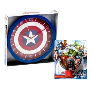 Marvel Avengers Captain America Shield Logo 10" Wall Clock + Bonus Night Light - Picture 1 of 5