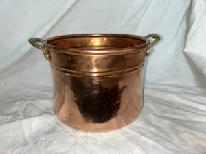 Großer antiker handgehämmerter Kupfertopf geschnitten Krampfnaht Hand 3 Liter 3L - Bild 1 von 16
