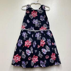 Carters Sleeveless Dress Black With Pink/Purple Floral Print Girls Size 5